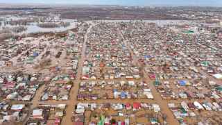 Пострадавшие от наводнения районы Орска на снимке с воздуха.